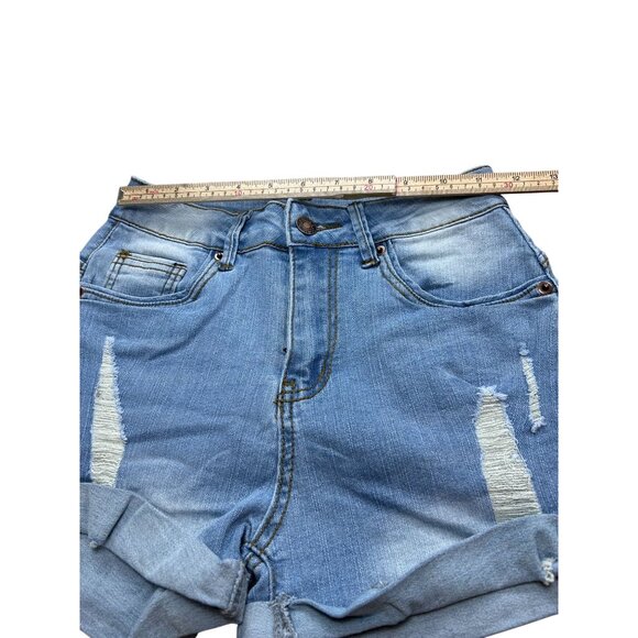 Womens Distressed Denim Shorts XS Blue - Picture 5 of 6